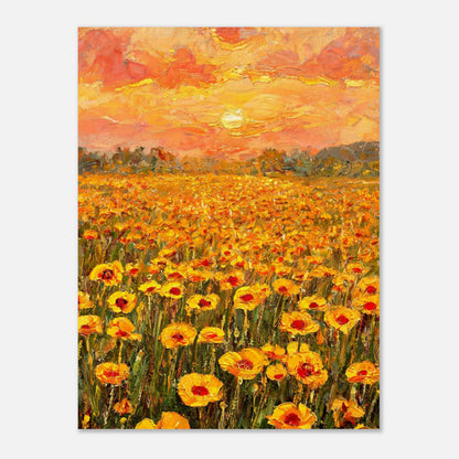 Golden Poppy Field at Sunset Impressionist Art Print