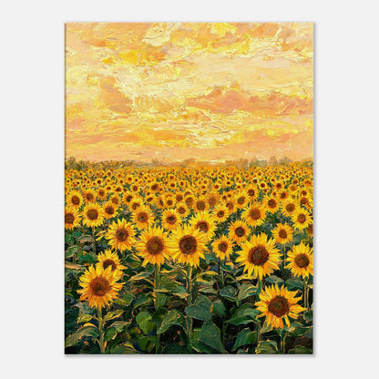 Golden Sunflower Field at Sunset Impressionist Art Print