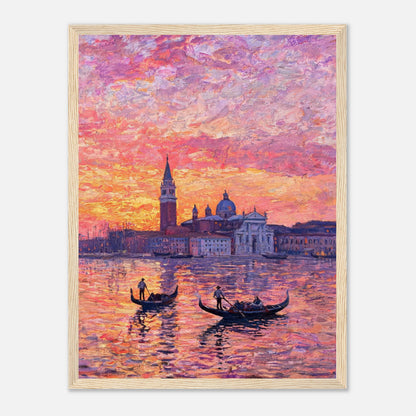 Venetian Gondolas at Sunset Impressionist Art Print