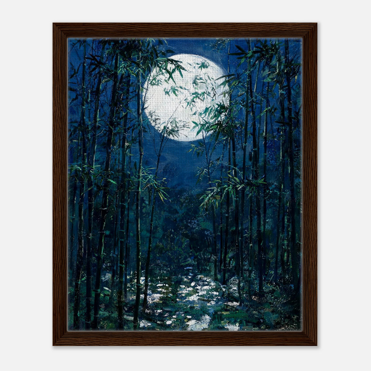 Moonlit Bamboo Forest Impressionist Art Print