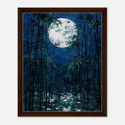 Moonlit Bamboo Forest Impressionist Art Print