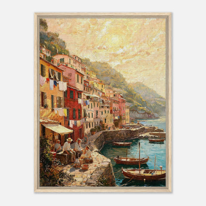 Sunlit Mediterranean Coastal Village Impressionist Art Print