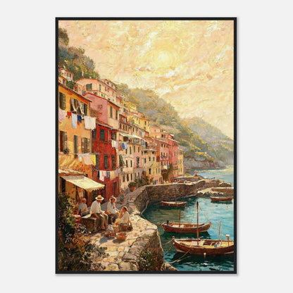 Sunlit Mediterranean Coastal Village Impressionist Art Print