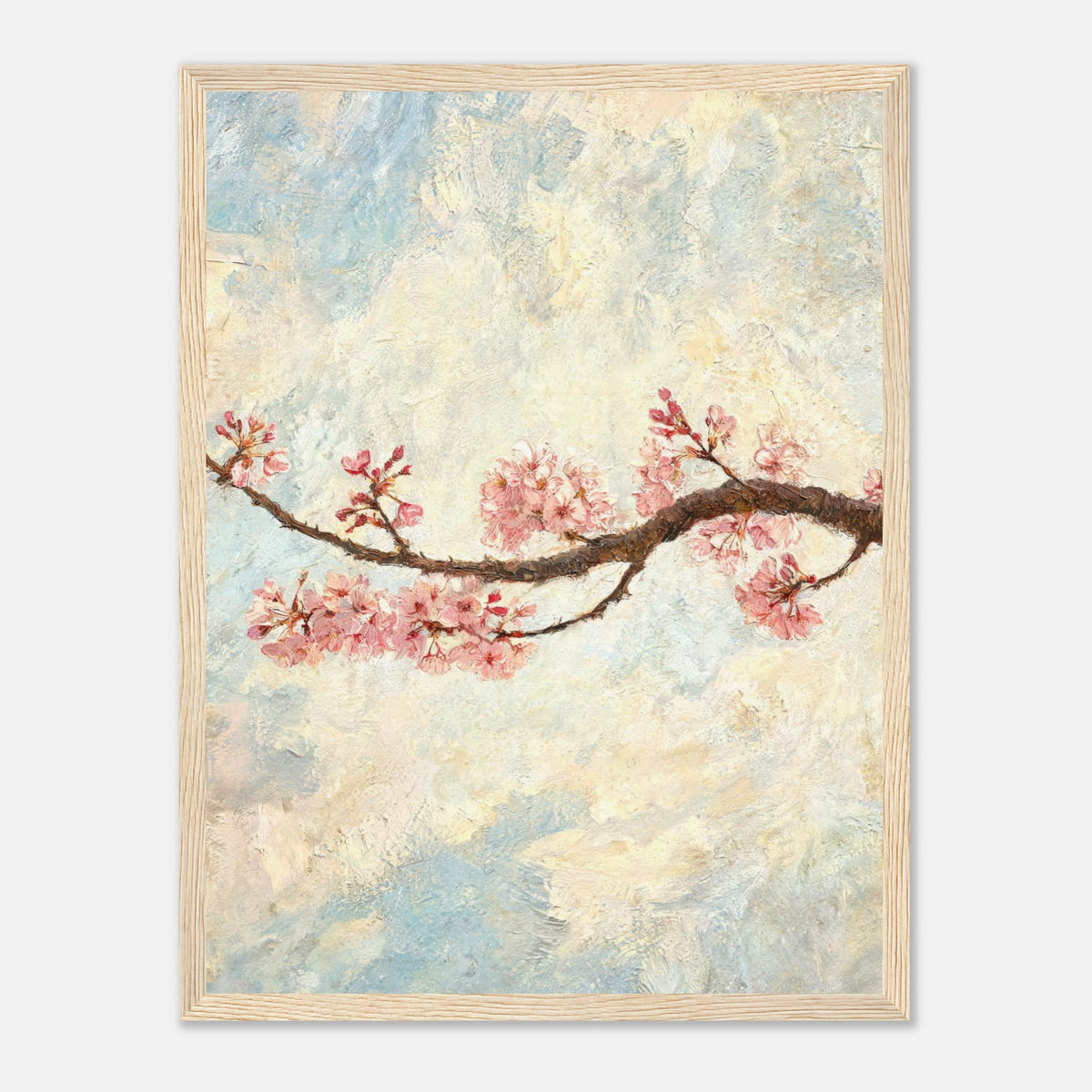 Blossoming Cherry Branch & Pastel Sky Impressionist Art Print