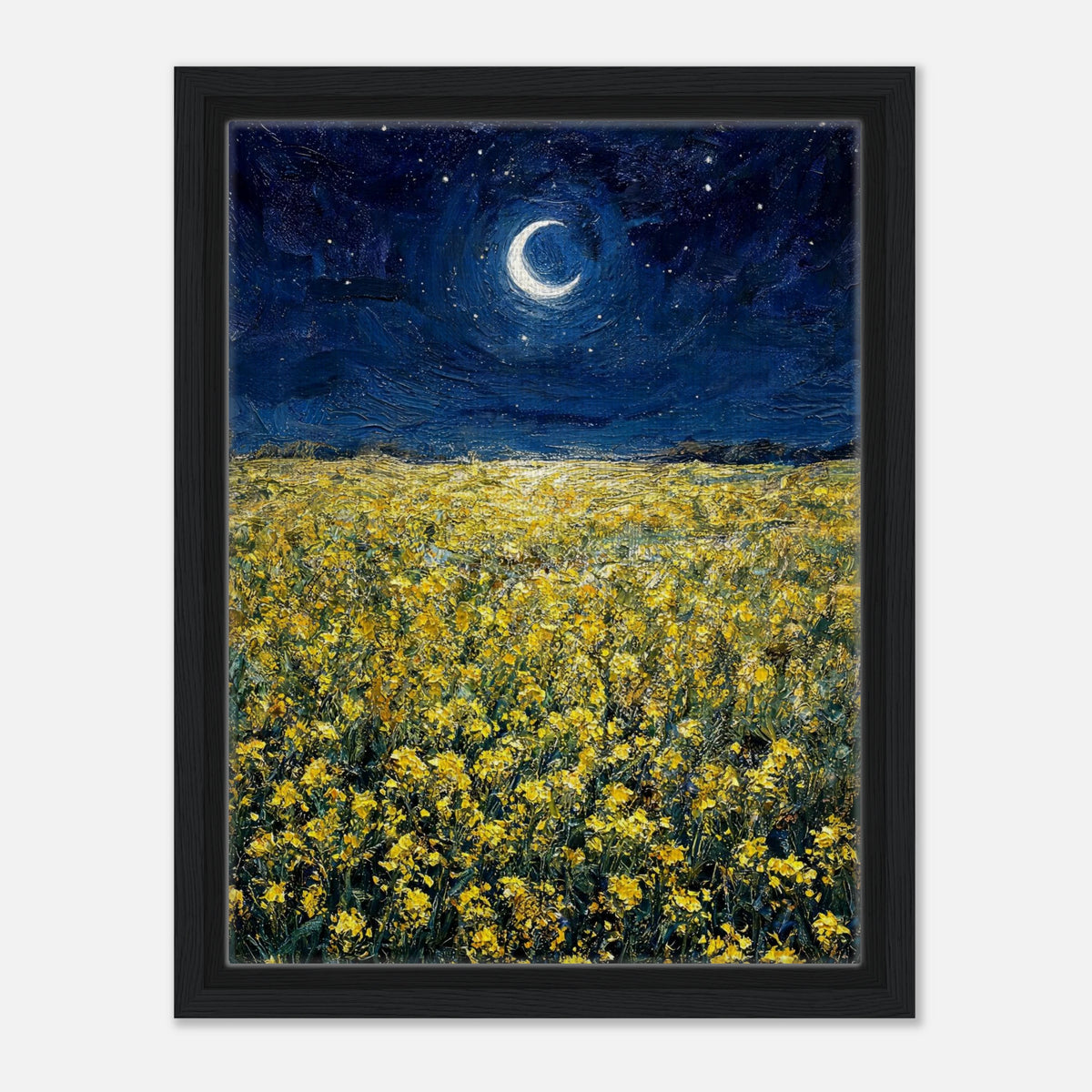 Moonlit Golden Wildflower Field Impressionist Art Print