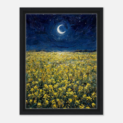 Moonlit Golden Wildflower Field Impressionist Art Print
