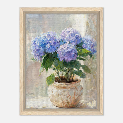 Blue Hydrangeas in Rustic Pot Impressionist Art Print