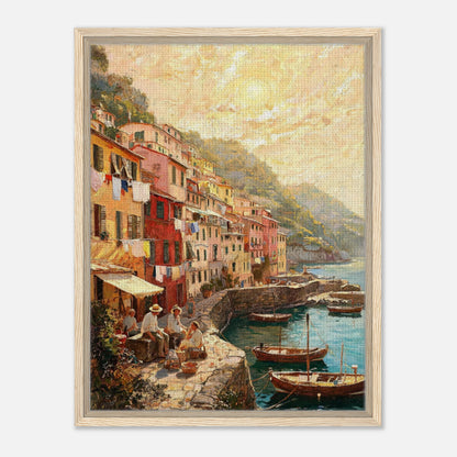 Sunlit Mediterranean Coastal Village Impressionist Art Print