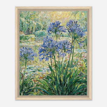 Blue Agapanthus & Sunlit Garden Impressionist Art Print