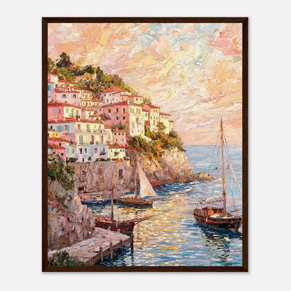 Amalfi Coast Sunset Village Impressionist Art Print