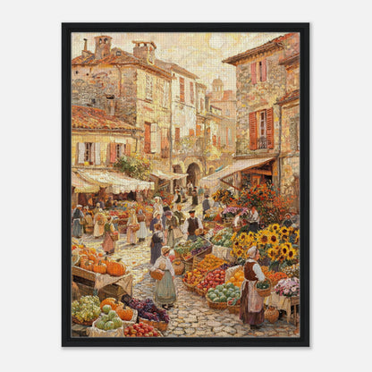 Autumn European Village Market Impressionist Art Print