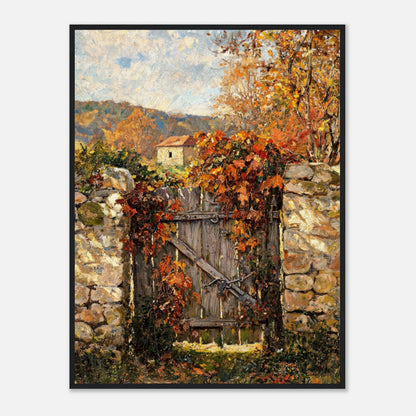 Autumn Garden Gate Cottage Impressionist Art Print