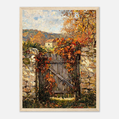 Autumn Garden Gate Cottage Impressionist Art Print