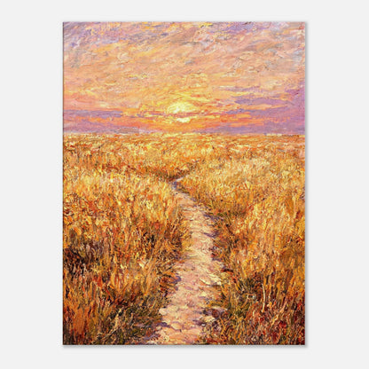 Golden Meadow at Sunset Impressionist Art Print
