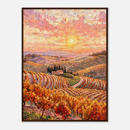 Tuscan Hills Autumn Sunset Vineyard Impressionist Art Print