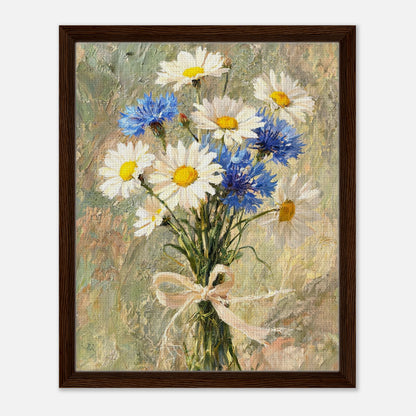 Wild Daisy & Blue Cornflower Bouquet Impressionist Art Print