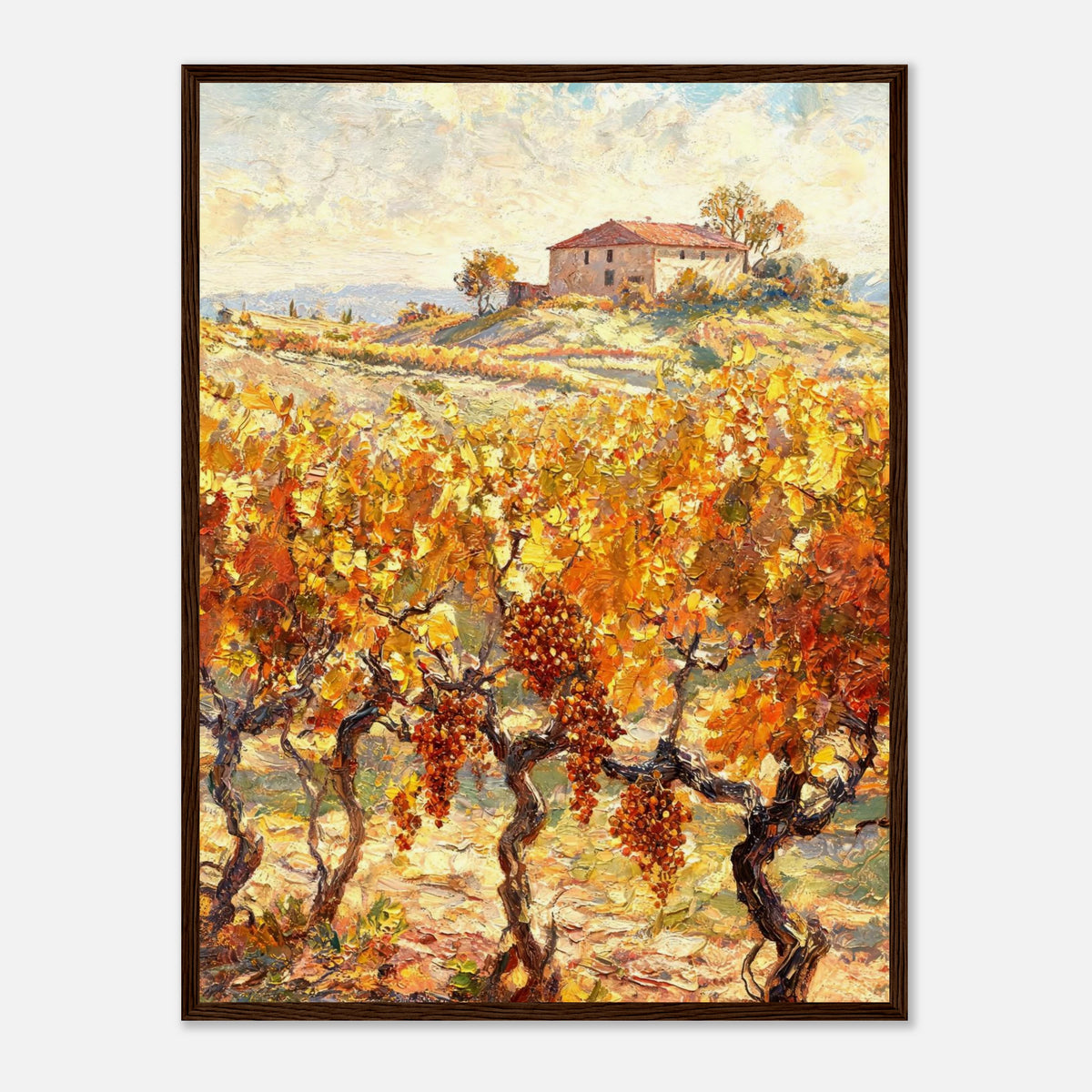 Tuscan Vineyard in Autumn Impressionist Art Print