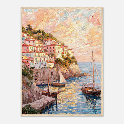 Amalfi Coast Sunset Village Impressionist Art Print