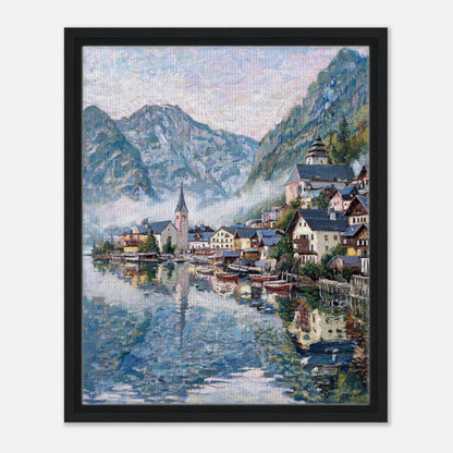 Alpine Lakeside Village Impressionist Art Print