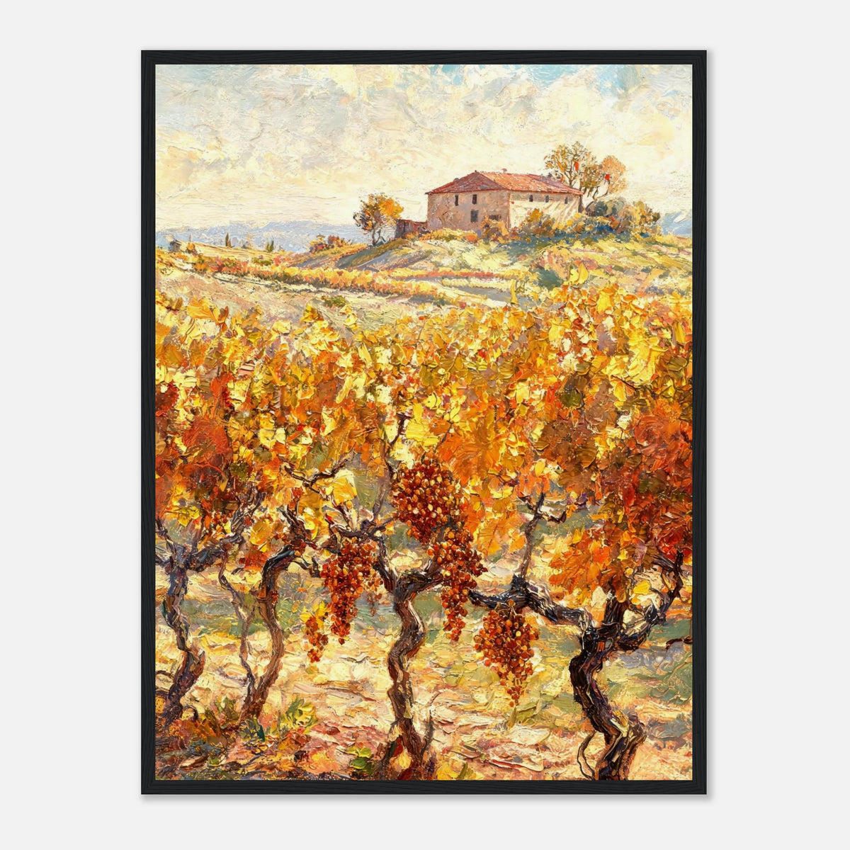 Tuscan Vineyard in Autumn Impressionist Art Print