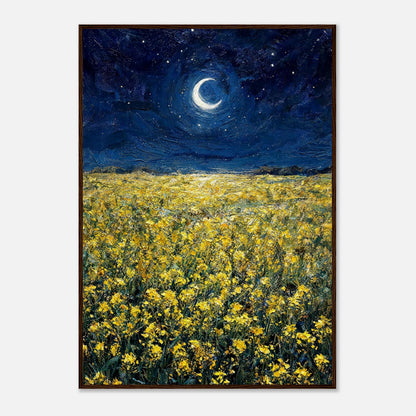 Moonlit Golden Wildflower Field Impressionist Art Print