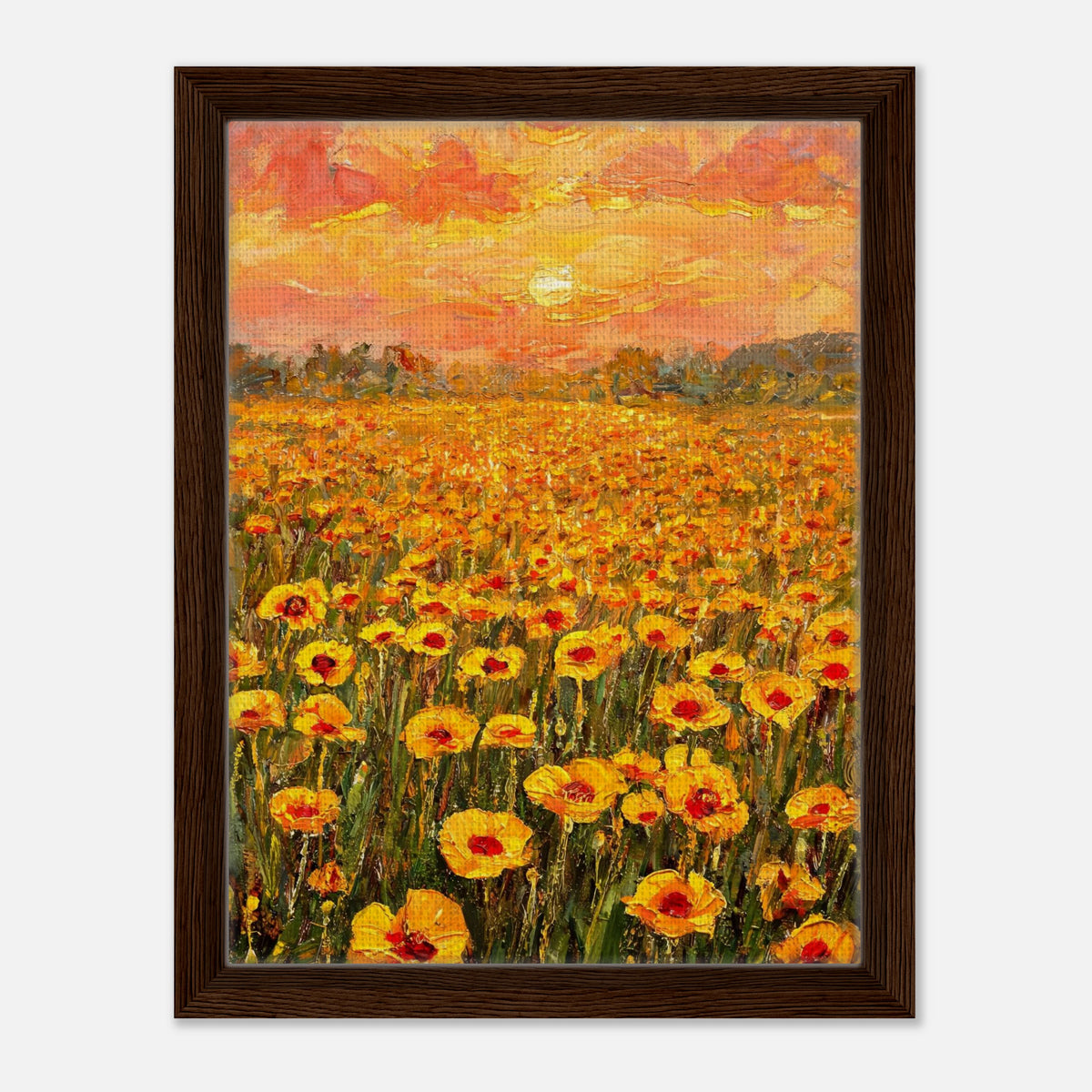 Golden Poppy Field at Sunset Impressionist Art Print
