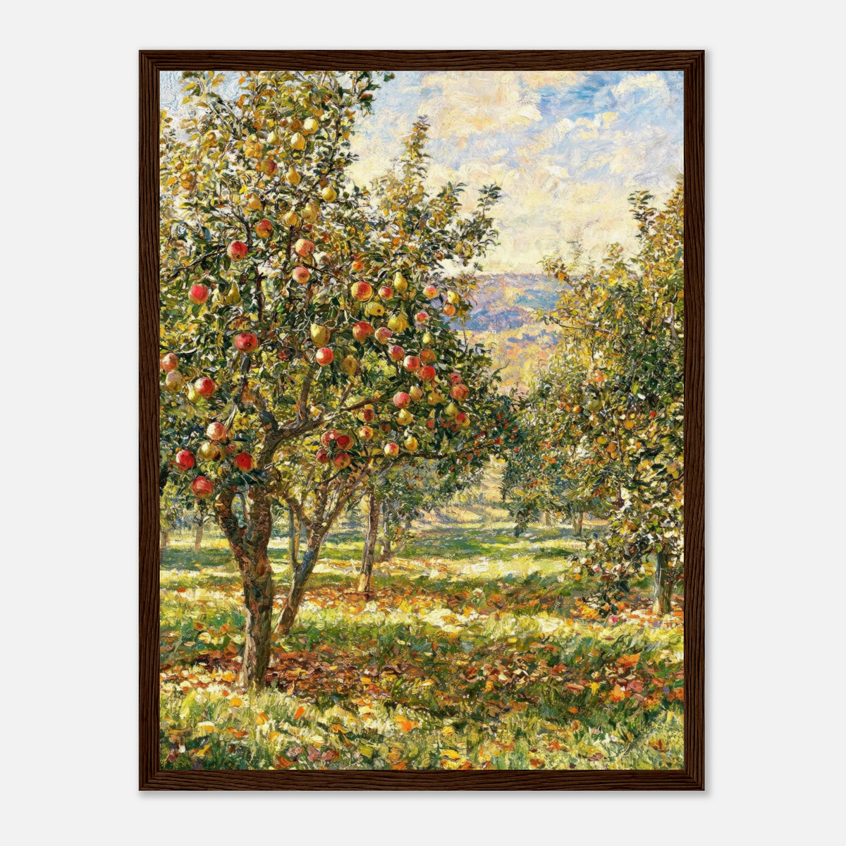 Sunlit Apple Orchard in Autumn Impressionist Art Print