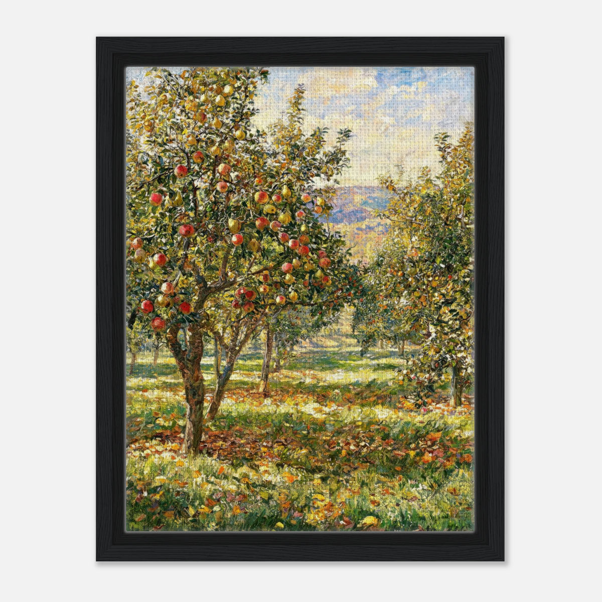 Sunlit Apple Orchard in Autumn Impressionist Art Print