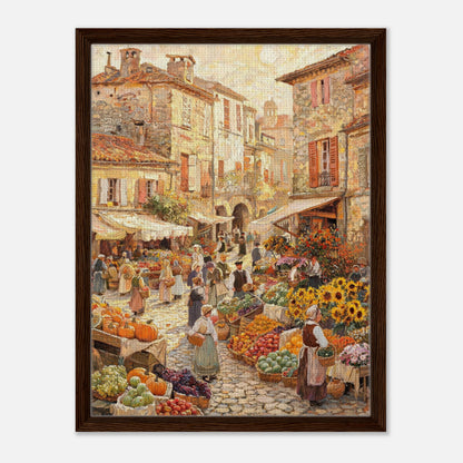 Autumn European Village Market Impressionist Art Print
