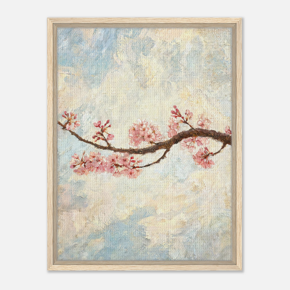 Blossoming Cherry Branch & Pastel Sky Impressionist Art Print