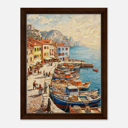 Mediterranean Fishing Harbor Impressionist Art Print