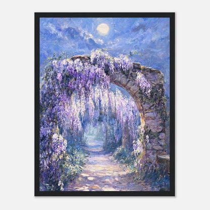 Moonlit Wisteria Stone Arch Impressionist Art Print