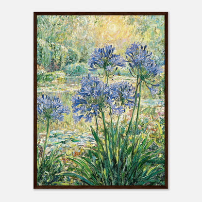 Blue Agapanthus & Sunlit Garden Impressionist Art Print