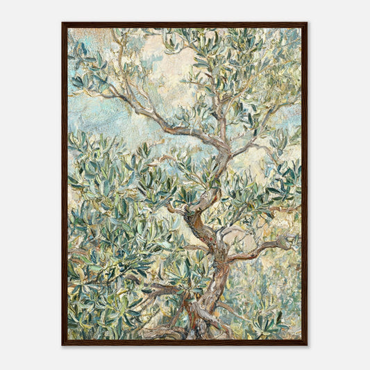 Gnarled Olive Tree & Sunlit Mediterranean Orchard Impressionist Art Print