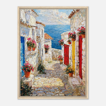 Mediterranean Coastal Village Alley Sea View Impressionist Art Print