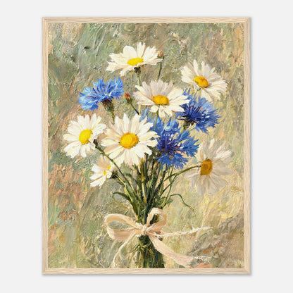 Wild Daisy & Blue Cornflower Bouquet Impressionist Art Print