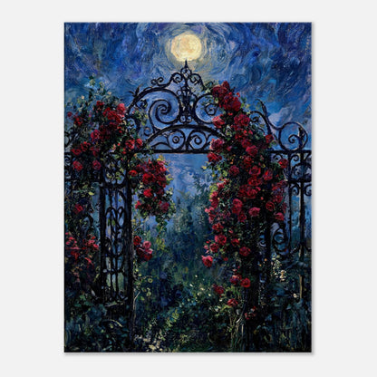 Moonlit Rose Arch Garden Impressionist Art Print