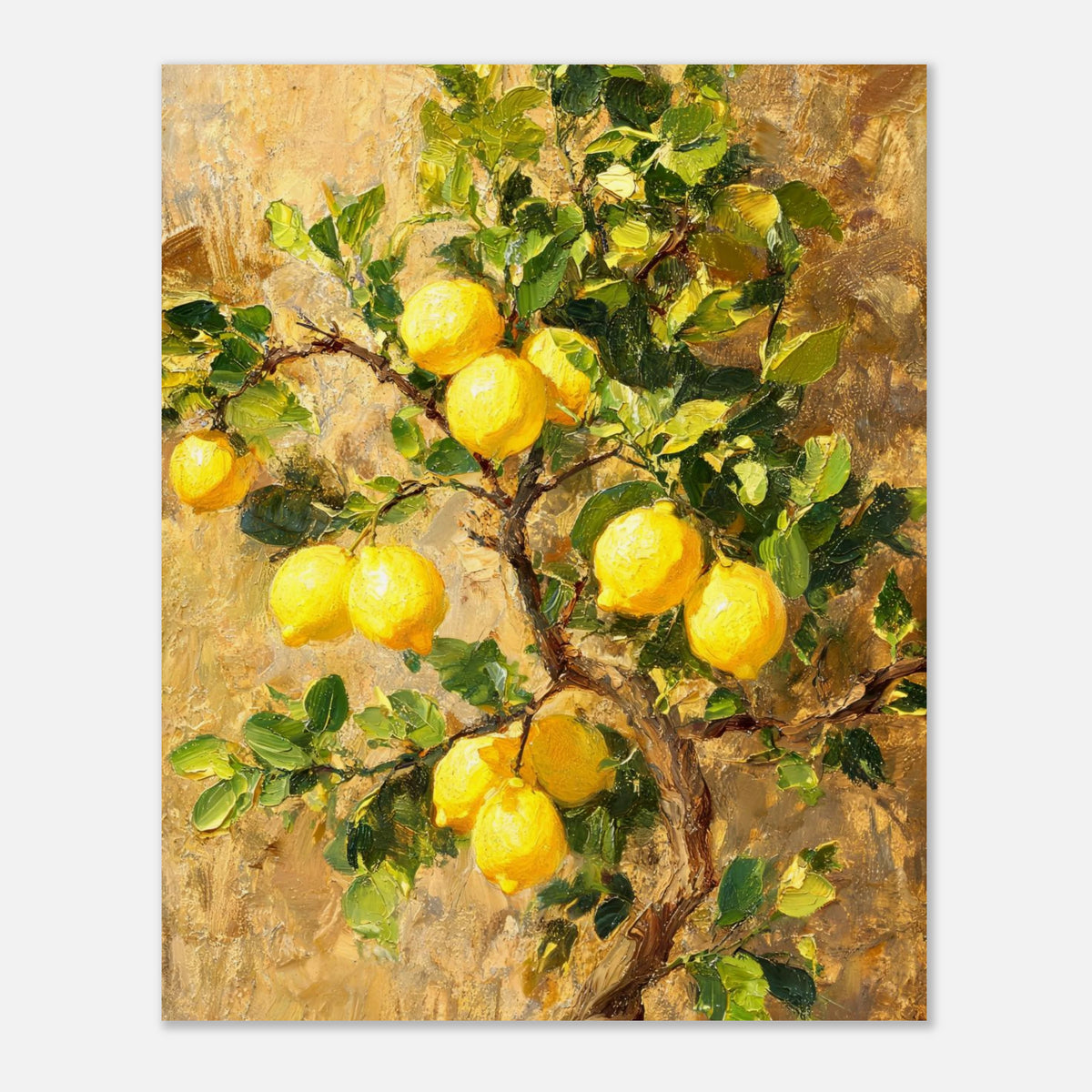 Sunlit Lemon Tree & Mediterranean Orchard Impressionist Art Print