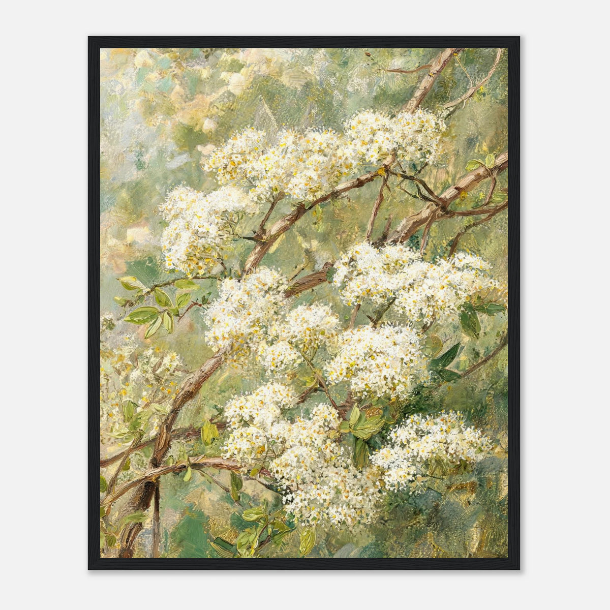 Impressionist White Blossom Branch Framed Art Print
