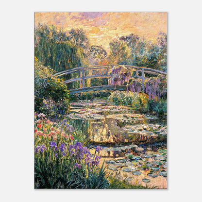 Golden Sunset Japanese Bridge Impressionist Art Print