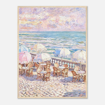 Pastel Seaside Cafe Impressionist Art Print