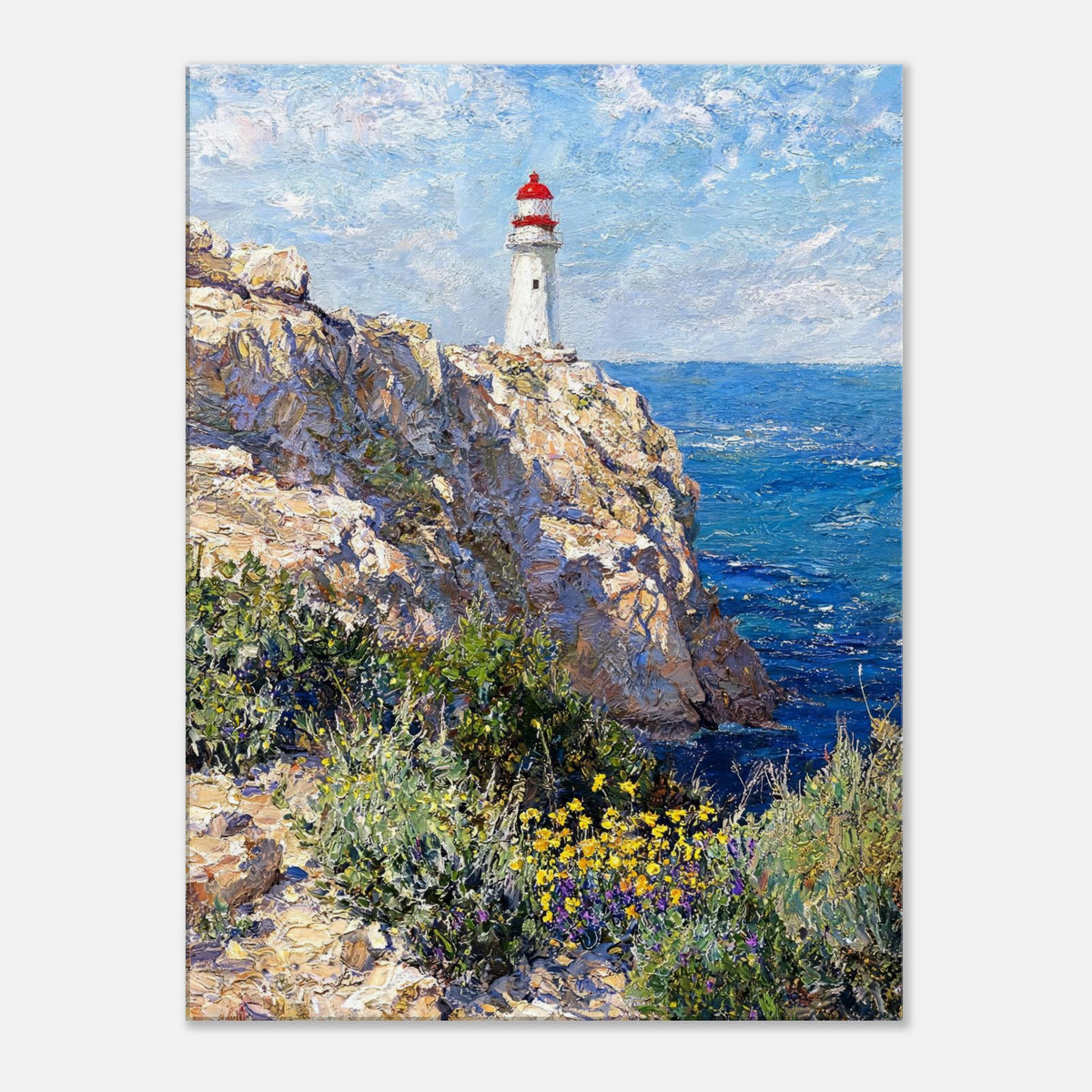 Coastal Cliff Lighthouse Coastal View Impressionist Art Print