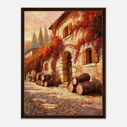Autumn European Winery Wine Barrels Impressionist Art Print