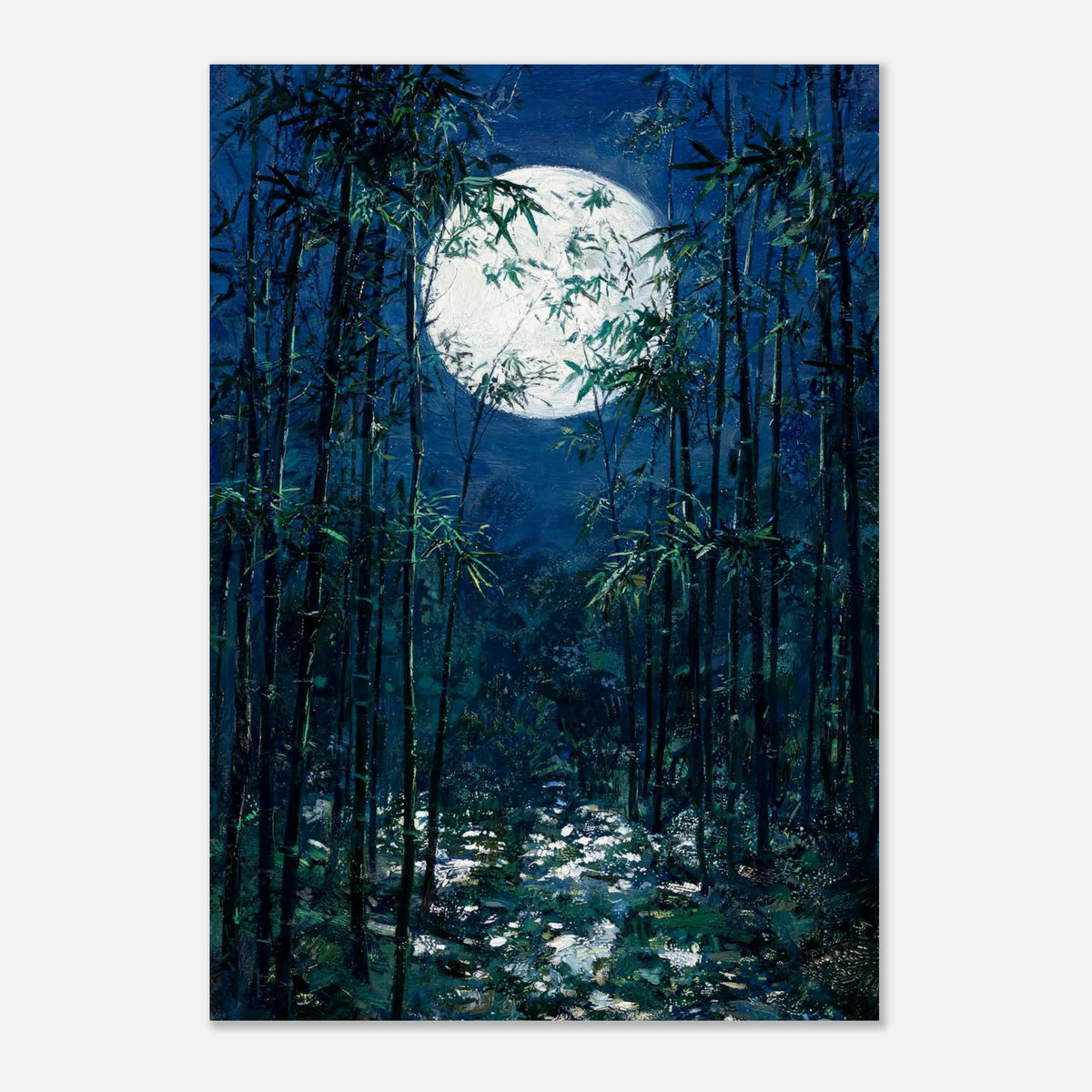 Moonlit Bamboo Forest Impressionist Art Print