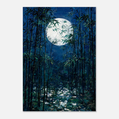 Moonlit Bamboo Forest Impressionist Art Print