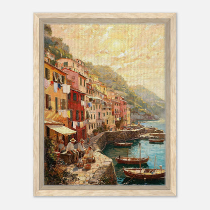 Sunlit Mediterranean Coastal Village Impressionist Art Print