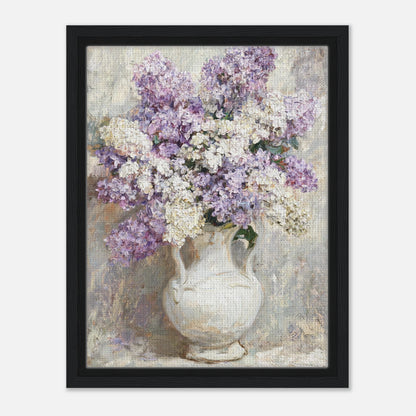 Lilac Blossoms in White Ceramic Vase Impressionist Art Print