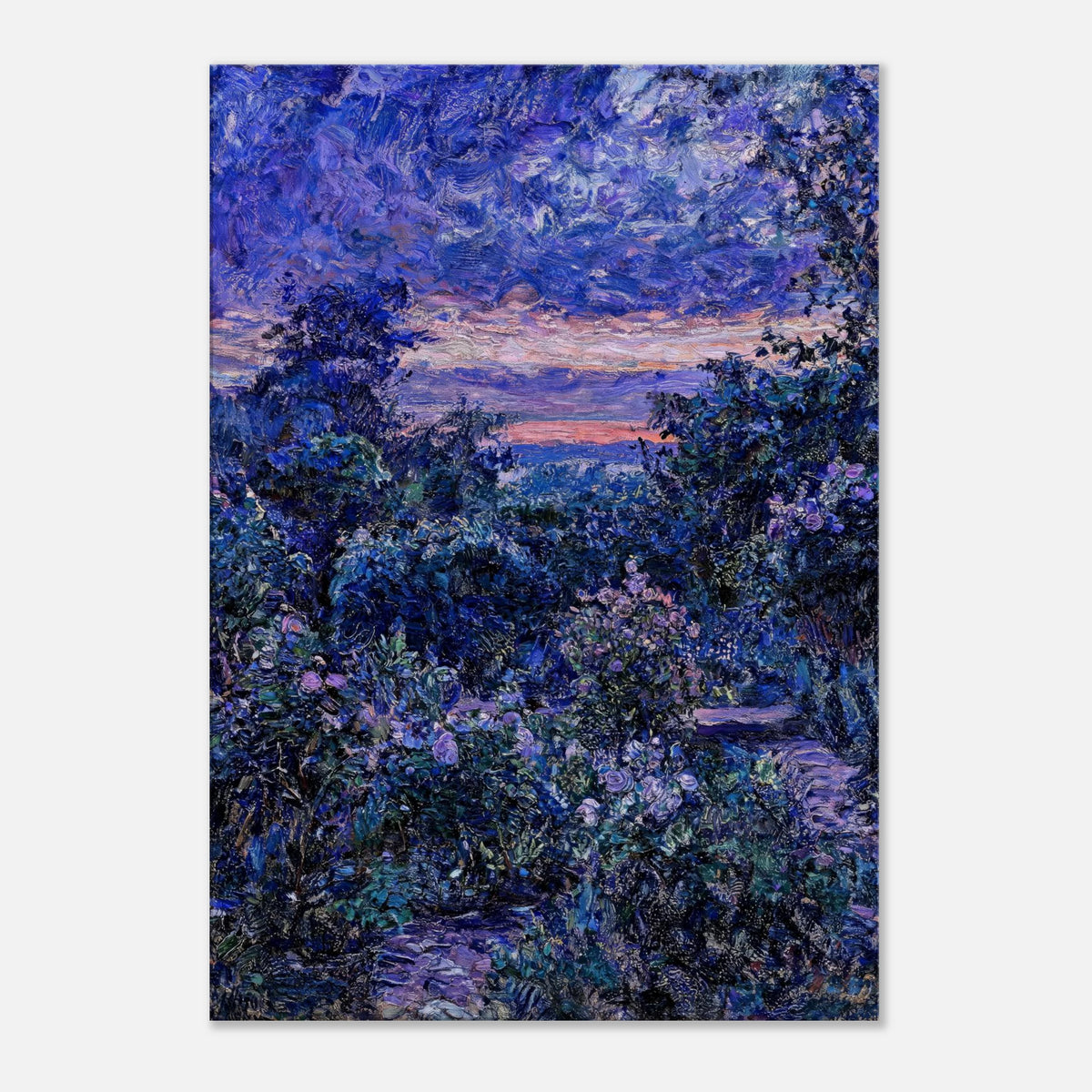 Twilight Garden & Blue Dusk Impressionist Art Print