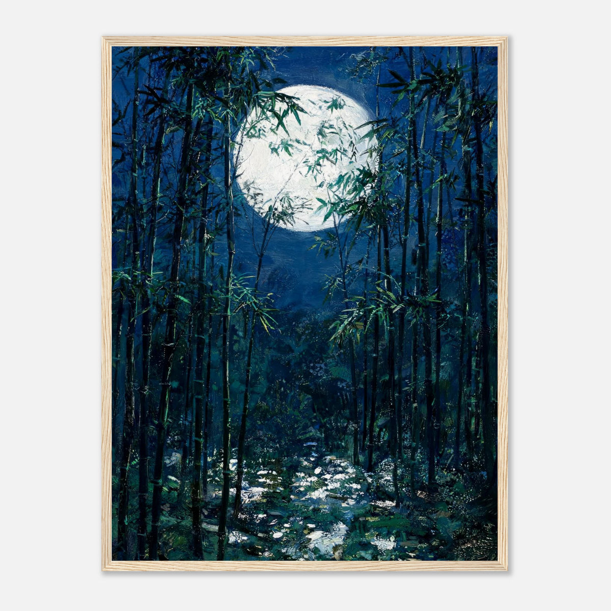 Moonlit Bamboo Forest Impressionist Art Print