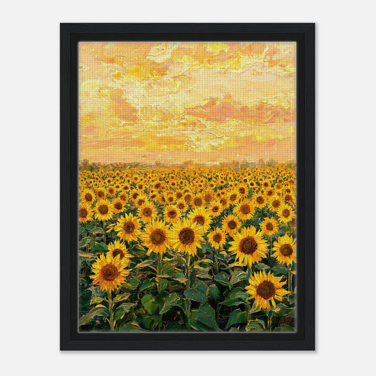 Golden Sunflower Field at Sunset Impressionist Art Print